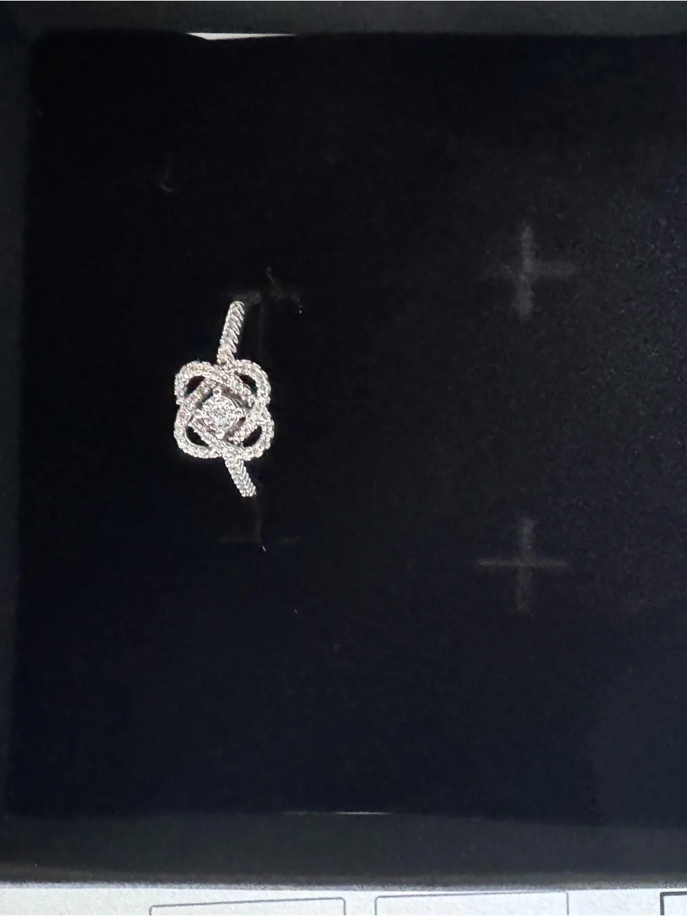 Kay Jewelers White Gold Knot Diamond Ring with Sparkling Accents